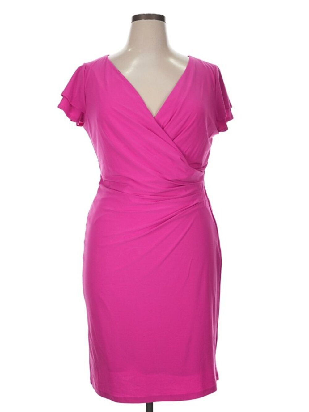 MSK Surplice Pullover Sheath Dress in Hot Pink - Size XL- Like New - Picture 2 of 11